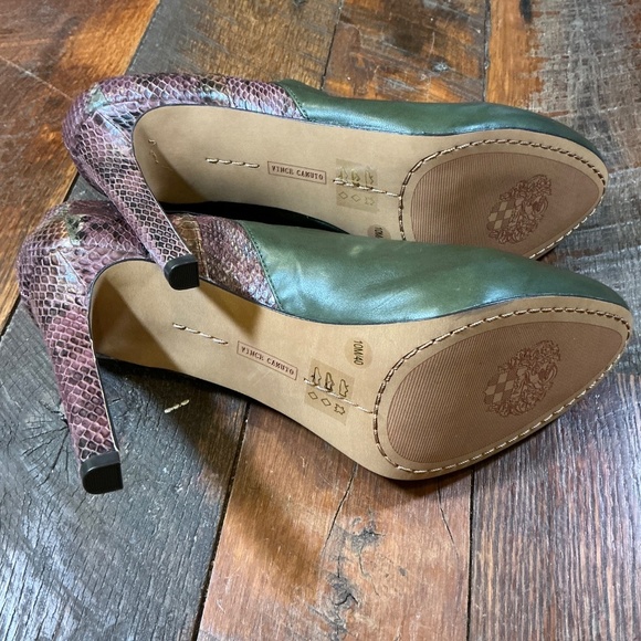 Vince Camuto Green Purple Snakeskin Leather Ankle Boots Size 10 - Picture 7 of 10